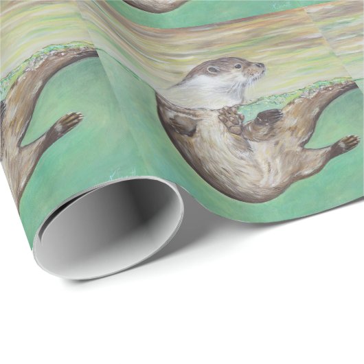 Otter Painting van de afspeelrivier Cadeaupapier (Rol Hoek)