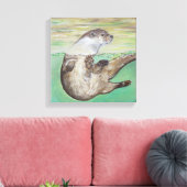 Otter Painting van de afspeelrivier Canvas Afdruk (Insitu (Woonkamer))