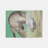 Otter Painting van de afspeelrivier Fleece Deken (Voorkant (Horizontaal))