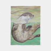 Otter Painting van de afspeelrivier Fleece Deken (Voorkant)