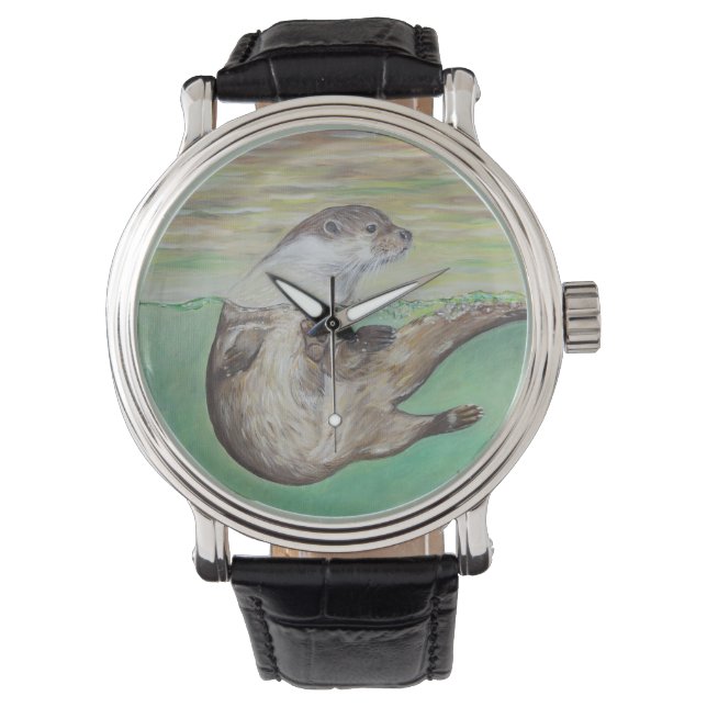 Otter Painting van de afspeelrivier Horloge (Voorkant)