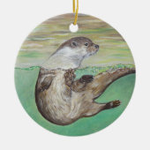 Otter Painting van de afspeelrivier Keramisch Ornament (Voorkant)