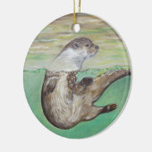 Otter Painting van de afspeelrivier Keramisch Ornament (Links)