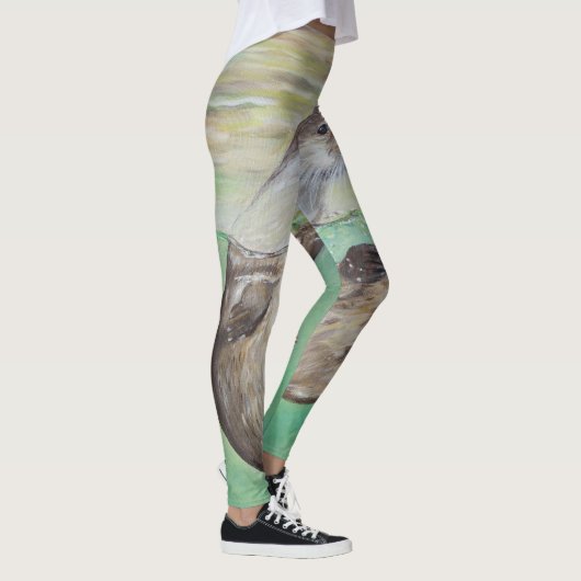 Otter Painting van de afspeelrivier Leggings (Rechts)