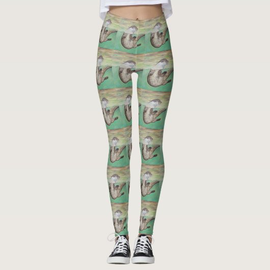 Otter Painting van de afspeelrivier Leggings (Voorkant)