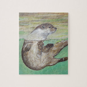 Otter Painting van de afspeelrivier Legpuzzel
