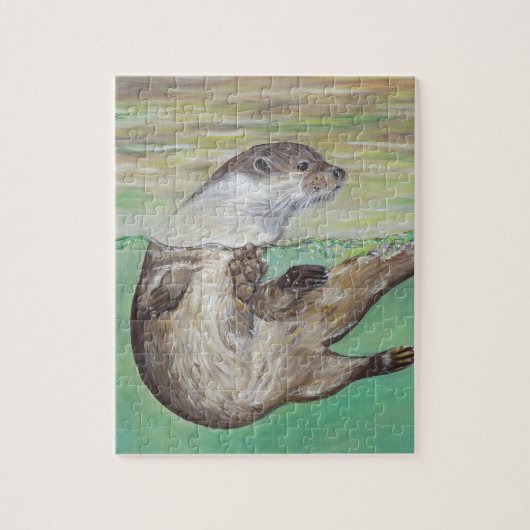 Otter Painting van de afspeelrivier Legpuzzel (Verticaal)