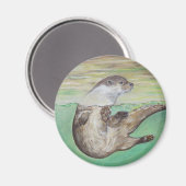 Otter Painting van de afspeelrivier Magneet (Voorkant / Achterkant)