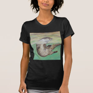 Otter Painting van de afspeelrivier T-shirt