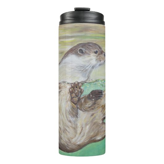 Otter Painting van de afspeelrivier Thermosbeker (Voorkant)