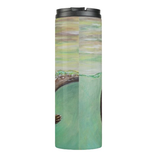 Otter Painting van de afspeelrivier Thermosbeker (Achterkant)