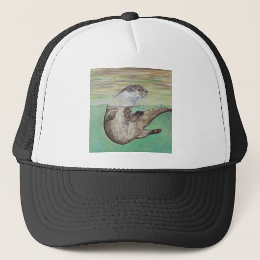 Otter Painting van de afspeelrivier Trucker Pet (Voorkant)