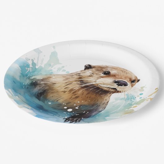 otter papieren bordje (Gekanteld)