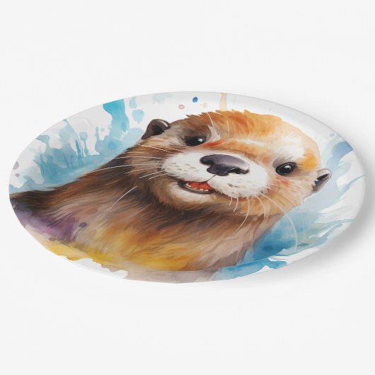 otter papieren bordje (Gekanteld)