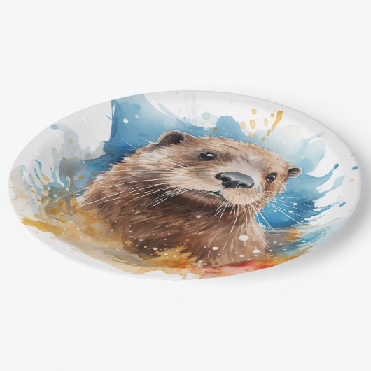 otter papieren bordje (Gekanteld)