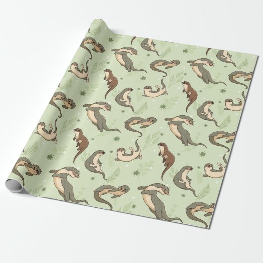 Otter Pattern Cadeaupapier (Uitgerold)