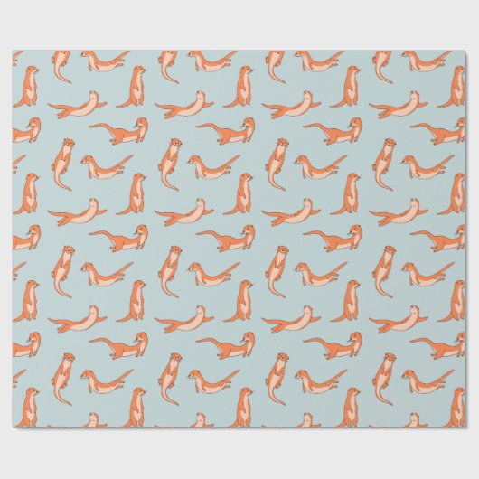 Otter Pattern Wrapping Paper Cadeaupapier (Vlak)