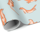 Otter Pattern Wrapping Paper Cadeaupapier (Rol Hoek)