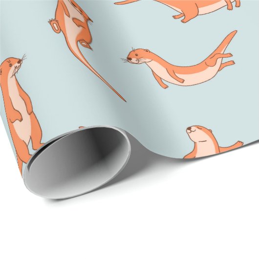 Otter Pattern Wrapping Paper Cadeaupapier (Rol Hoek)