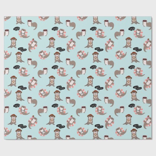 Otter Pattern Wrapping Paper Cadeaupapier (Vlak)