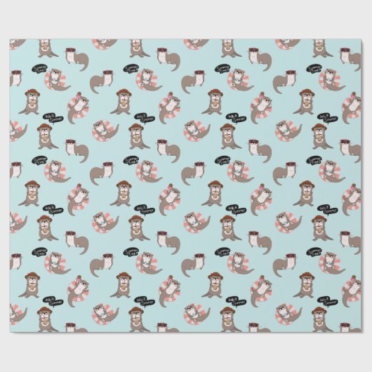 Otter Pattern Wrapping Paper Cadeaupapier (Vlak)
