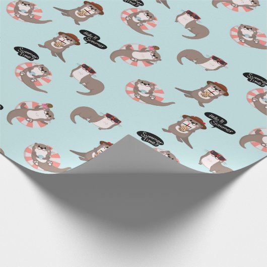 Otter Pattern Wrapping Paper Cadeaupapier (Hoek)