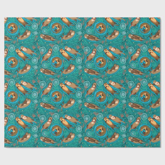 Otter Pattern Wrapping Paper Cadeaupapier (Vlak)