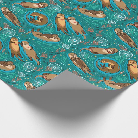 Otter Pattern Wrapping Paper Cadeaupapier (Hoek)