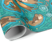 Otter Pattern Wrapping Paper Cadeaupapier (Rol Hoek)