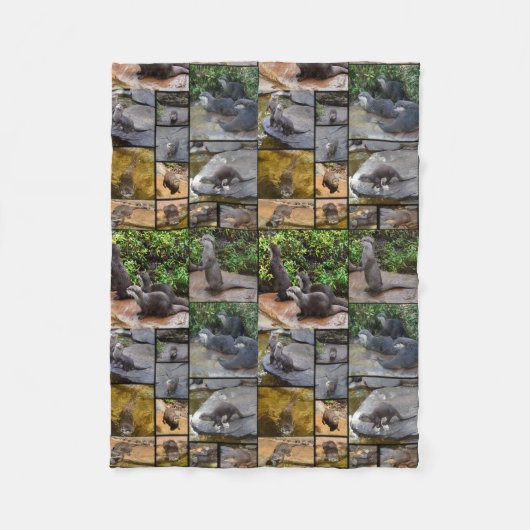 Otter Photo Collage Small Fleece Blanket Deken (Voorkant)