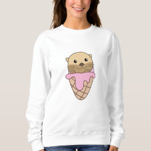 Otter Pink Ice Cream Waffle Sweet Animals Vis Trui