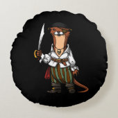 Otter Pirate Animal Sailor Kapitein Animal Rond Kussen (Voorkant)