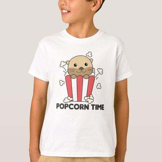 Otter Popcorn Time Whats Poppin Funny Pun T-shirt (Voorkant)