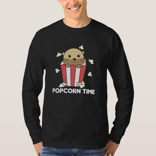 Otter Popcorn Time Whats Poppin Funny Pun T-shirt (Voorkant)
