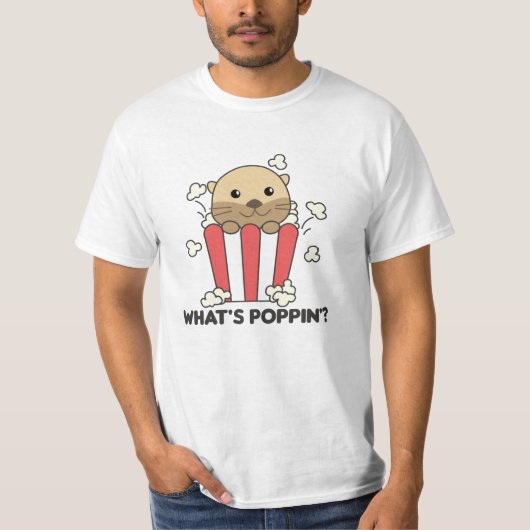 Otter Popcorn Whats Poppin Funny Pun T-shirt (Voorkant)