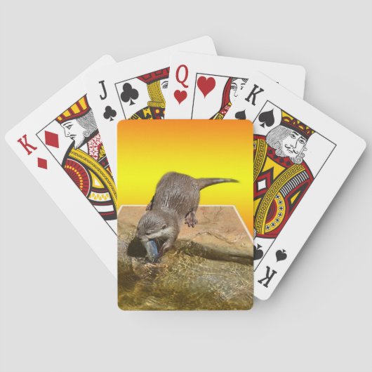 **"Otter Popout: een speelse blik in het rivierlev Pokerkaarten (Achterkant)