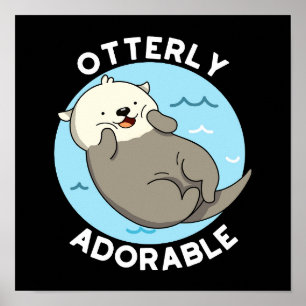 Otter Pun Dark BG - Schattige grappige drijvende k Poster
