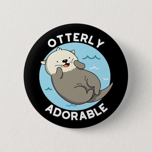 Otter Pun Dark BG - Schattige grappige drijvende k Ronde Button 5,7 Cm (Voorkant)