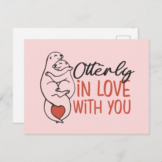 Otter Pun Funny Valentijnsdag Briefkaart (Voorkant / Achterkant)
