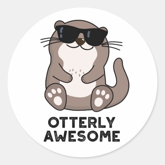 Otter Pun Geweldige Ronde Sticker (Voorkant)