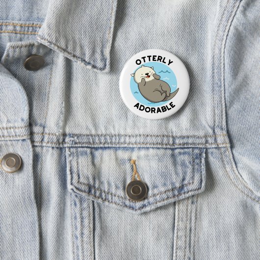 Otter Pun... Schattig Ronde Button 5,7 Cm (In situ)