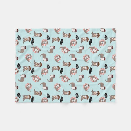 Otter Pups Fleece Blanket (Voorkant (Horizontaal))
