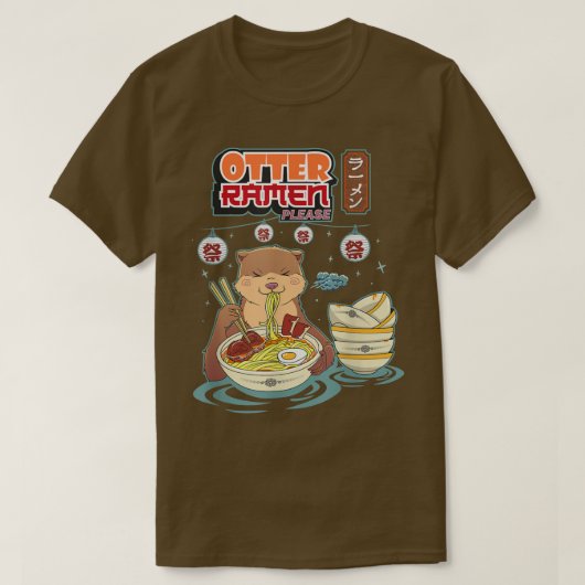 Otter ramen alsjeblieft grappige pun udon Japanse  T-shirt (Design voorkant)