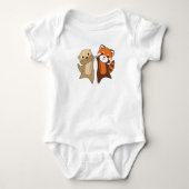 Otter Red Panda-zoete dieren voor kinderen Romper (Voorkant)