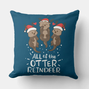Otter Reindeer Kerstmis Cadeau met cadeau Kussen
