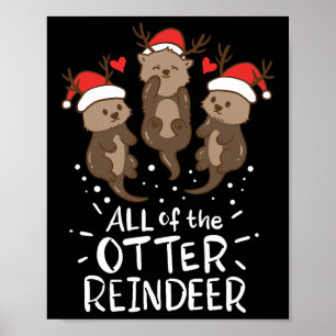 Otter Reindeer Kerstmis Cadeau met cadeau Poster