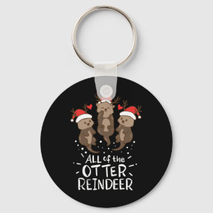 Otter Reindeer Kerstmis Cadeau met cadeau Sleutelhanger