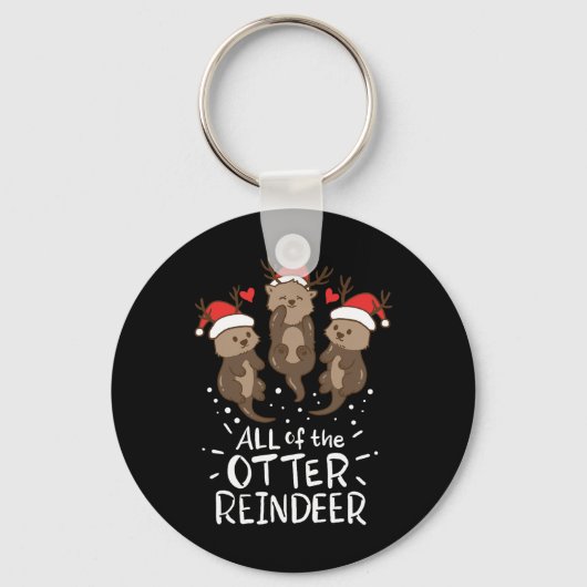 Otter Reindeer Kerstmis Cadeau met cadeau Sleutelhanger (Voorkant)