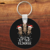 Otter Reindeer Kerstmis Cadeau met cadeau Sleutelhanger (Voorkant)