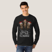Otter Reindeer Kerstmis Cadeau met cadeau T-shirt (Voorkant volledig)